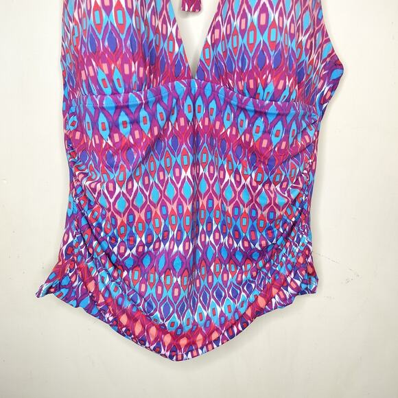 La Blanca Tankini Swim Top Geometric Halter - Picture 3 of 7